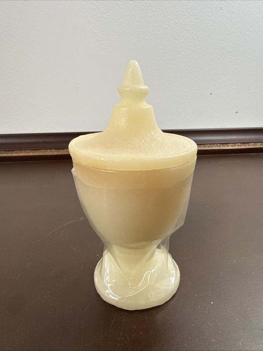 Vintage Hallmark Scented Shaped Candle Vanilla Chalice Goblet with Lid Wax